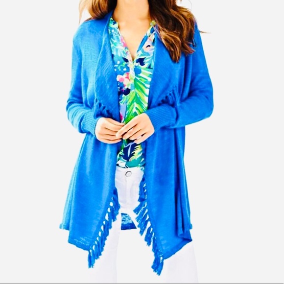 NEW Lilly Pulitzer Lucita cardigan in Lapis Blue XXS open front - Picture 2 of 11
